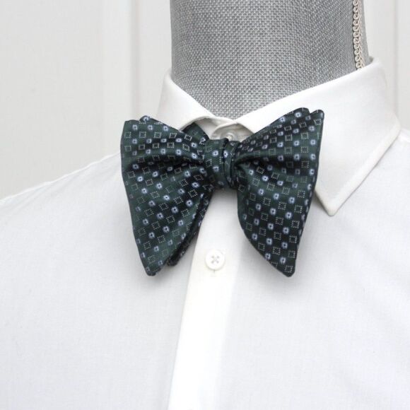NWT Men's Self tied Bow Tie Forest Green Silk Butterfly Bowtie big bow tie S551 - Picture 5 of 15